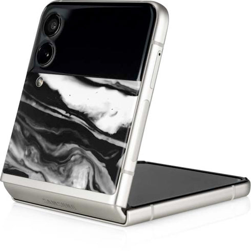 Black and White Marble Ink Galaxy Z Flip3 5G Skin